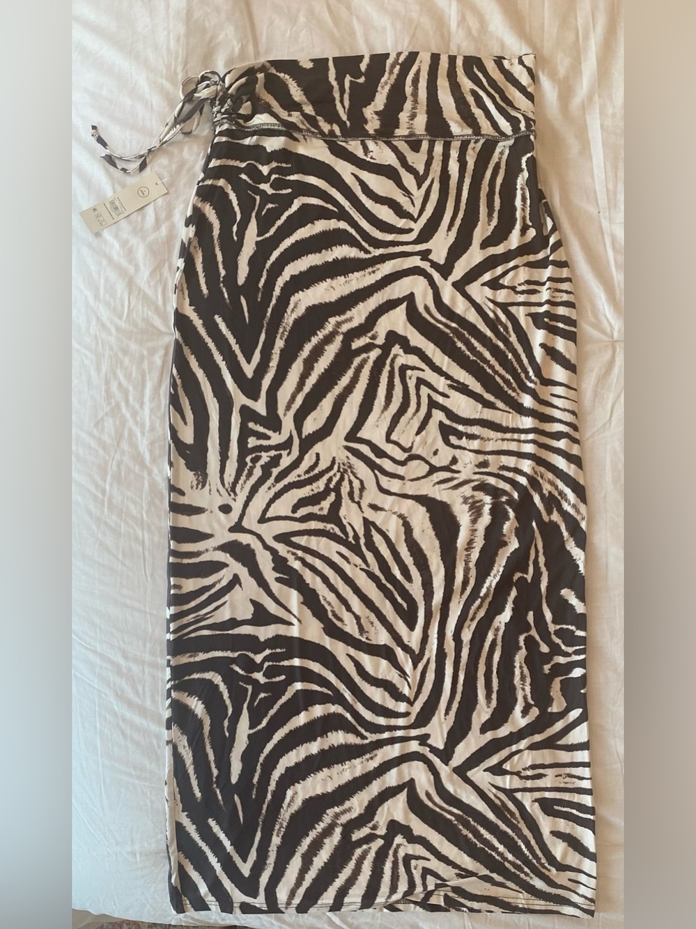 Zebra-Print Midi Skirt - Black & White